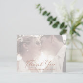 Carte Postale Faire-part Marbre Paillettes Merci Rose Gold ID644 (Debout devant)