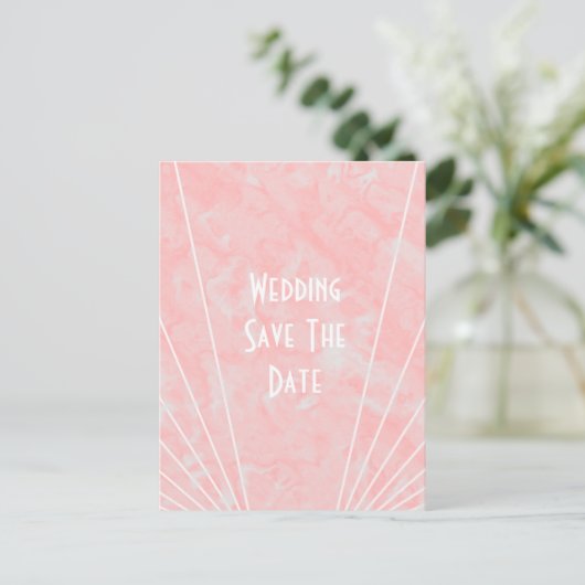 Carte Postale Faire-part Marbre rose Art Déco Design Mariage Enregistrer La (Debout devant)