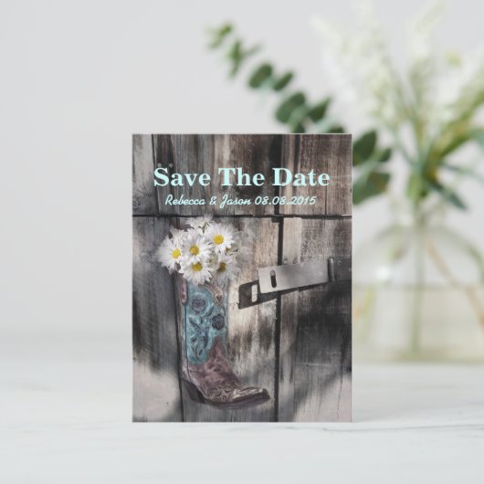 Carte Postale Faire-part marguerite rustique mariage campagnard ouest enreg (Debout devant)