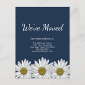 Carte Postale Faire-part Marguerites Botaniques Nouvelle Maison Bleu Marine (Devant)