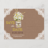 Carte Postale Faire-part Marguerites rustiques et dentelle Save the Date (Dos)