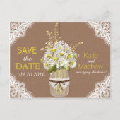 Carte Postale Faire-part Marguerites rustiques et dentelle Save the Date (Devant)