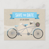 Carte Postale Faire-part Mariage à bicyclette en tandem Enregistrer la date (Devant)