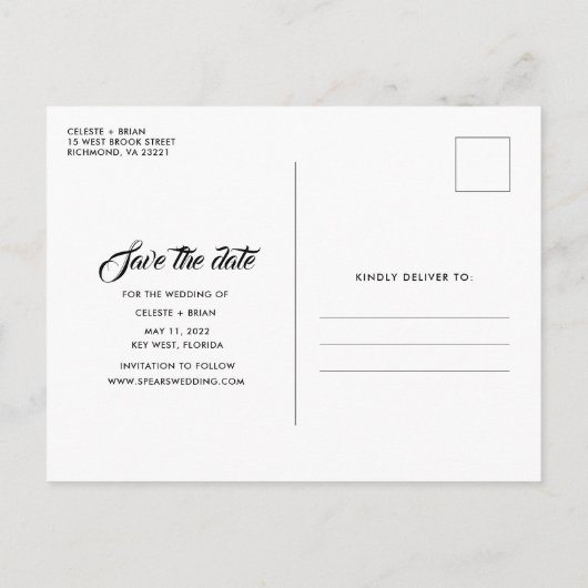 Carte Postale Faire-part Mariage à destination sur la plage paradisiaque En (Dos)