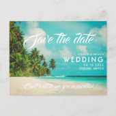 Carte Postale Faire-part Mariage à destination sur la plage paradisiaque En (Devant)