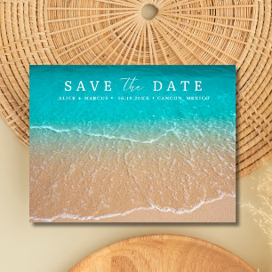 Carte Postale Faire-part Mariage à Destination sur une Plage Tropicale Enre