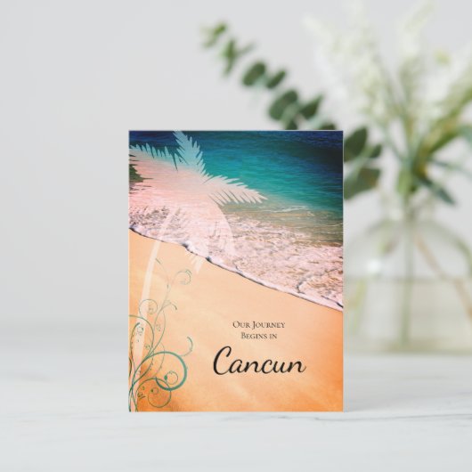 Carte Postale Faire-part Mariage à Destination sur une Plage Tropicale, Épa (Debout devant)