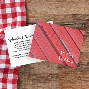 Carte Postale Faire-part Mariage à la Campagne de Red Barn Wood, Enregistre