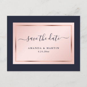 Carte Postale Faire-part Mariage à la date d'épargne de rose doré et de ble