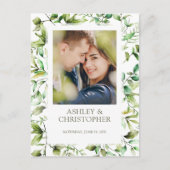 Carte Postale Faire-part Mariage à la frontière florale rustique classique (Devant)