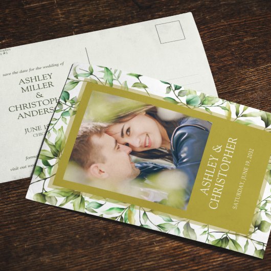 Carte Postale Faire-part Mariage à la frontière florale rustique classique