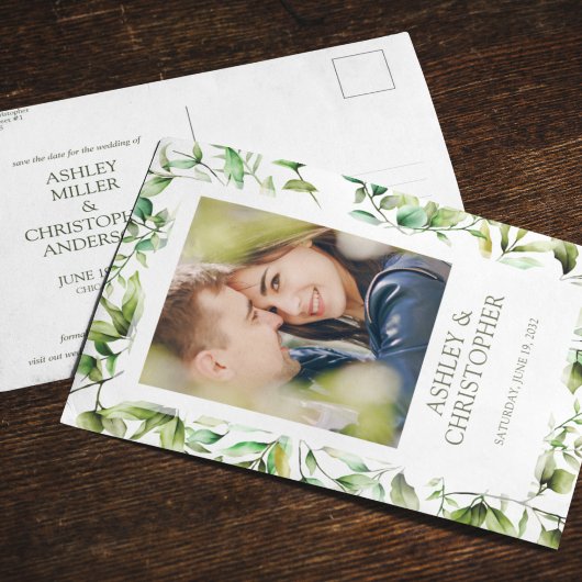 Carte Postale Faire-part Mariage à la frontière florale rustique classique