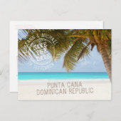 Carte Postale Faire-part Mariage à la Plage avec Palmier Sableux Enregistre (Devant / Derrière)