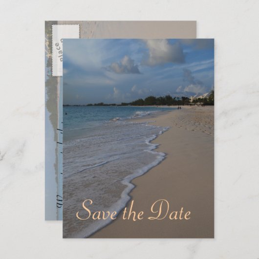 Carte Postale Faire-part Mariage à la plage spécial enregistrer la date (Devant / Derrière)