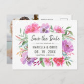 Carte Postale Faire-part Mariage à l'aquarelle moderne Sauvez la date avec  (Devant / Derrière)