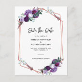Carte Postale Faire-part Mariage à l'aquarelle violette florale Enregistrer (Devant)