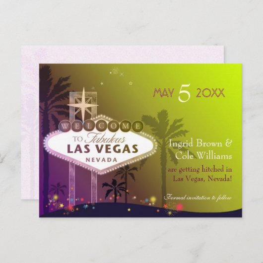 Carte Postale Faire-part Mariage à Las Vegas Nevada Enregistrez la Date (Devant / Derrière)