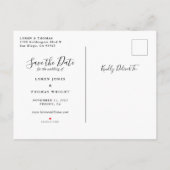 Carte Postale Faire-part Mariage à l'écriture moderne, Enregistrez la date (Dos)