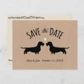 Carte Postale Faire-part Mariage à poils durs Dachshunds Enregistrer la dat (Devant / Derrière)