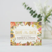 Carte Postale Faire-part Mariage à Sauvegarder La Date Automne Feuilles de  (Debout devant)