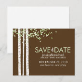 Carte Postale Faire-part Mariage à Sauver la Date des Bouleaux (Devant / Derrière)