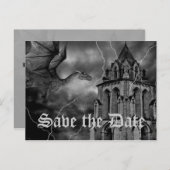 Carte Postale Faire-part Mariage à thème fantastique dragon Save the Date (Devant / Derrière)