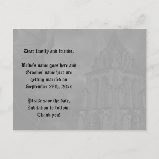 Carte Postale Faire-part Mariage à thème fantastique dragon Save the Date (Dos)