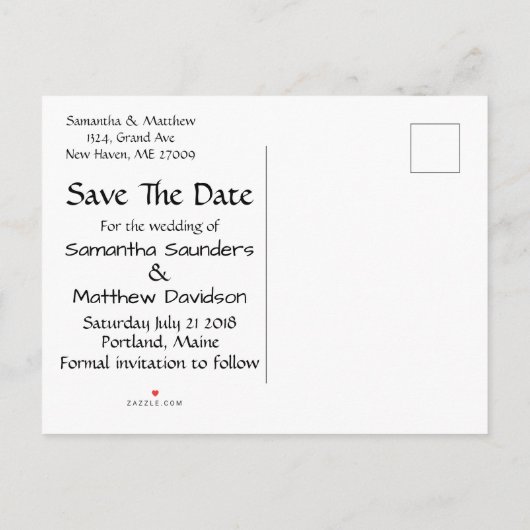 Carte Postale Faire-part Mariage À Thème Plage Sauvez La Date (Dos)