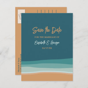 Carte Postale Faire-part Mariage Abstrait Ocean Beach Enregistrer La Date