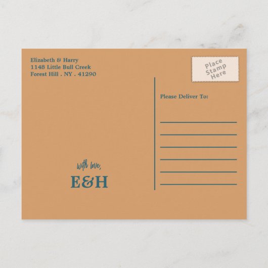 Carte Postale Faire-part Mariage Abstrait Ocean Beach Enregistrer La Date (Dos)