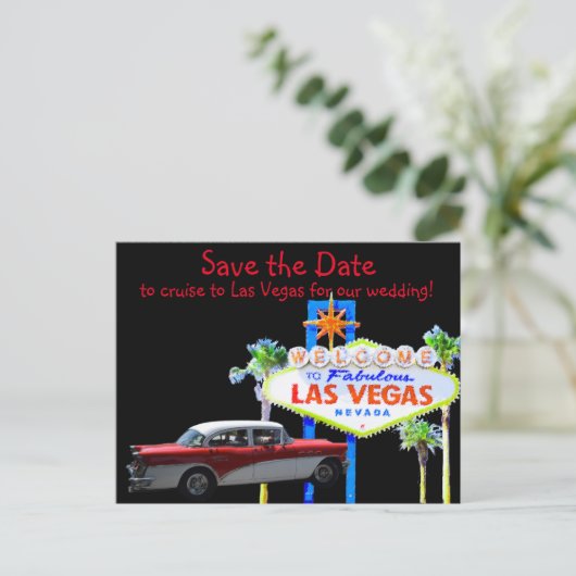 Carte Postale Faire-part Mariage Amusant à Las Vegas, Sauvegarder la Date (Debout devant)