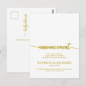 Carte Postale Faire-part Mariage Annulé Élégant Script Or (Devant / Derrière)