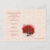 Carte Postale Faire-part Mariage Arbre Rouge Enregistrer La Date Argent Nua (Dos)