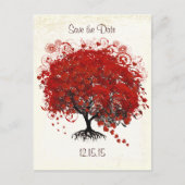 Carte Postale Faire-part Mariage Arbre Rouge Save The Date (Devant)