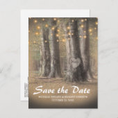 Carte Postale Faire-part Mariage Arbre Rustique et Guirlandes de Lumière En (Devant / Derrière)