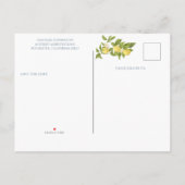 Carte Postale Faire-part Mariage au citron en tuile bleue italienne Enregis (Dos)