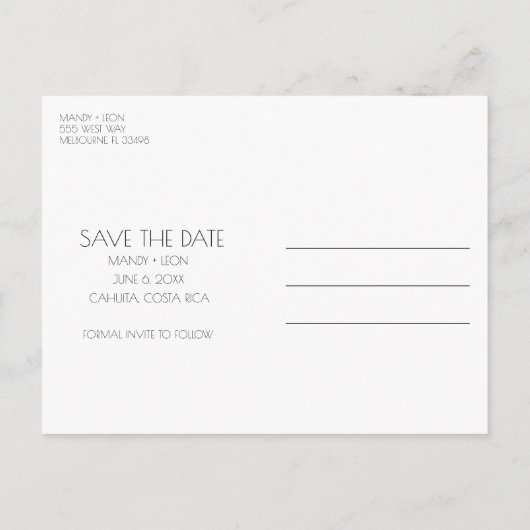 Carte Postale Faire-part Mariage au Costa Rica - À ne pas manquer (Dos)