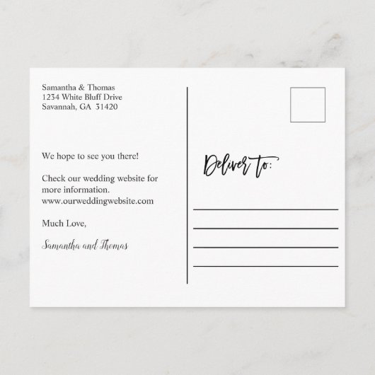 Carte Postale Faire-part Mariage au Paradis Enregistrez la date (Dos)