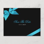 Carte Postale Faire-part Mariage au ruban turquoise Enregistrer la date 2 (Devant)