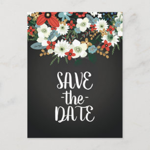 Carte Postale Faire-part Mariage audacieux funky floral sombre chic Enregis