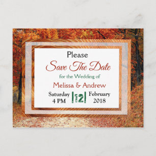 Carte Postale Faire-part Mariage automne feuilles d'automne Enregistrez la