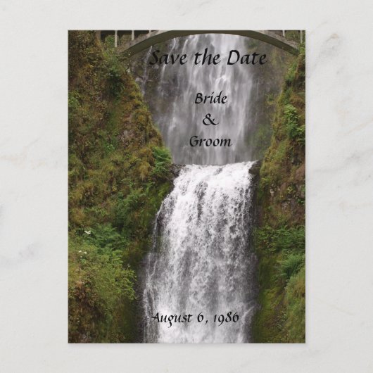 Carte Postale Faire-part Mariage aux chutes de Multomah avec pont (Devant)