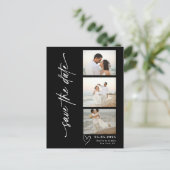 Carte Postale Faire-part Mariage Bande de Photo de Script Vertical Classiqu (Debout devant)