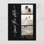 Carte Postale Faire-part Mariage Bande Photo de Script Vertical Classique (Devant)