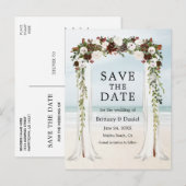 Carte Postale Faire-part Mariage Beach Canopy Aquarelle Boho Floral (Devant / Derrière)