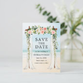 Carte Postale Faire-part Mariage Beach Canopy Aquarelle rose Blanc Floral (Debout devant)