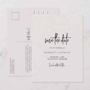 Carte Postale Faire-part Mariage beige neutre intemporel Sauvegarder la dat