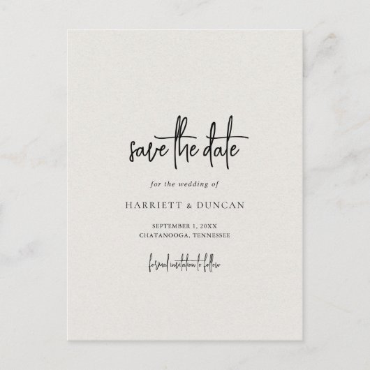 Carte Postale Faire-part Mariage beige neutre intemporel Sauvegarder la dat (Devant)