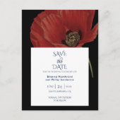 Carte Postale Faire-part Mariage Black Red Poppy moderne Enregistrer la dat (Devant)
