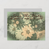 Carte Postale Faire-part mariage bohème hippie rétro été fleur de marguerit (Devant / Derrière)